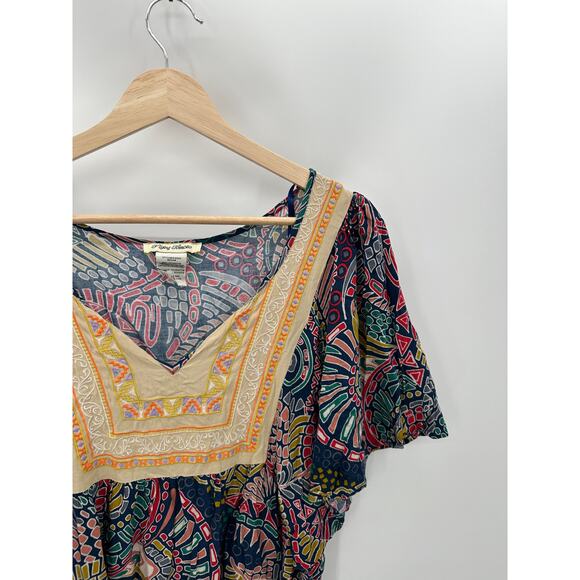 Flying Tomato Dress Women MEDIUM Multi-Color Printed Short Sleeve Tunic Mini - Picture 3 of 8